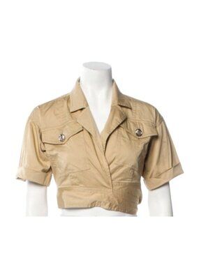Derek Lam X RTR Wrap Top Utility Style Y2K Tan Khaki IT 40 US 8 Cotton Blend